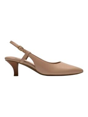 Clarks Linvale Loop Blush Beige Leather Slingback Pumps Kitten Heel 10 Wide